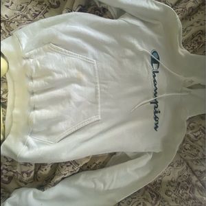 champion white and blue drawstring hoodie